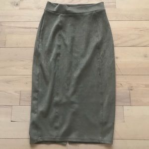 Pencil green suede skirt